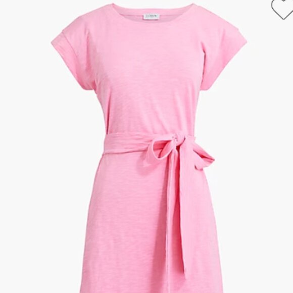 J. Crew Factory Women's Knit Tie Waist Mini Dress in Tulip Pink - Picture 4 of 7